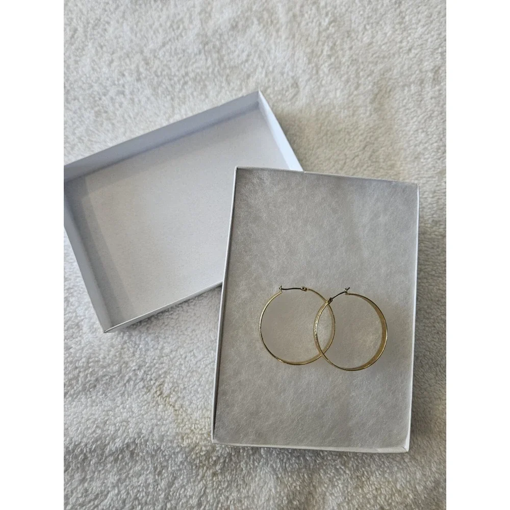 Vintage textured gold tone small hoop Earrings 1.5 Inch